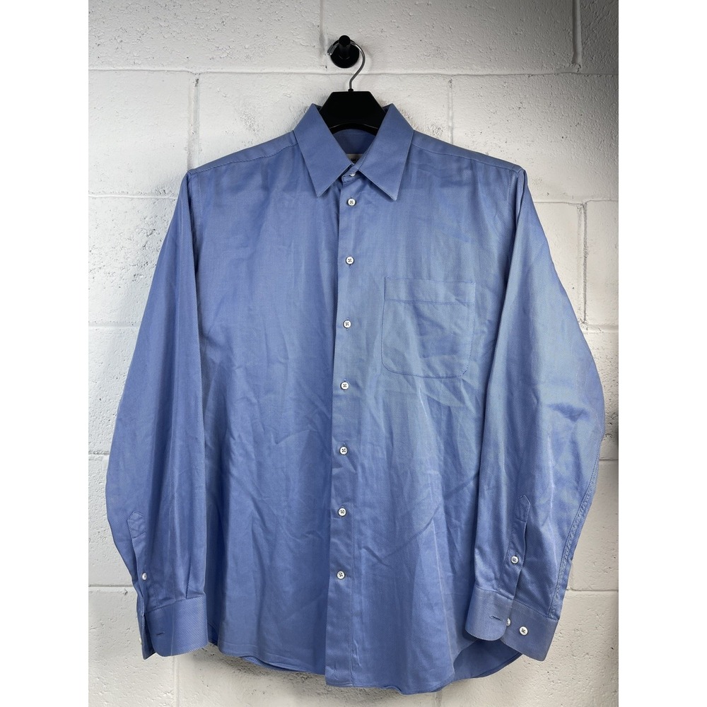 Armani Collezioni Dress Shirt Men's 16.5/42 Blue Pinstripe